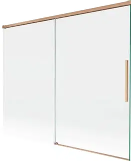 Sprchové dvere MEXEN/S - Rox L vaňová zástena 2-krídlová posuvná 190 + 90 x 150, transparent, meď kartáčovaná 8C9L-190-090-65-00