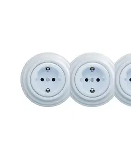 Predlžovacie káble lap - Trojitá retro domová zásuvka s rámikom SCHUKO 230V modrá KA0027+2xKA0026+3xKA0108