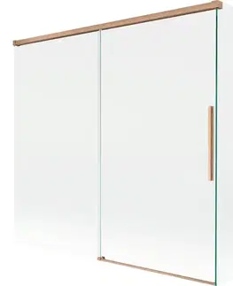 Sprchové dvere MEXEN/S - Rox L vaňová zástena 2-krídlová posuvná 170 + 80 x 150, transparent, meď kartáčovaná 8C9L-170-080-65-00