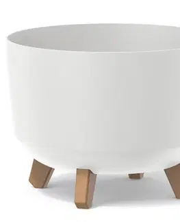Kvetináče a truhlíky NABBI DGRL350 plastový kvetináč na nožičkách 33,9 cm biela