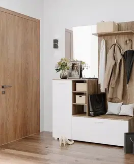 Predsieňové zostavy WETLY predsieň, tmavý dub Ansberk/ biela