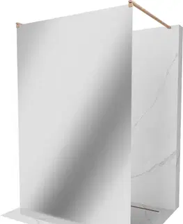 Sprchové dvere MEXEN/S - Kioto samostatne stojaca sprchová zástena 100 x 200, zrkadlové sklo 8 mm, meď kartáčovaná 800-100-002-65-50