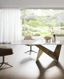 Jedálenské stoly DELIFE Jedálenský stôl Edge zaoblený 270×120 cm keramika Iris FMG Onice Grigio Origami metalická zlatá