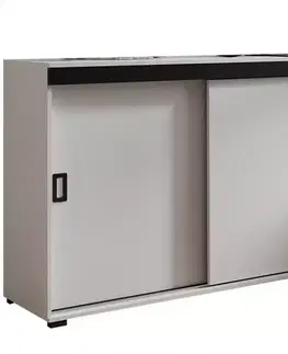 Komody do spálne Komoda Retro 120 Biely + Čierna Rukoväte