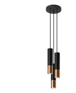 Svietidlá  SL.0949 - Luster na lanku LOOPEZ 3xGU10/10W/230V guľatý čierna/meď SL.0949