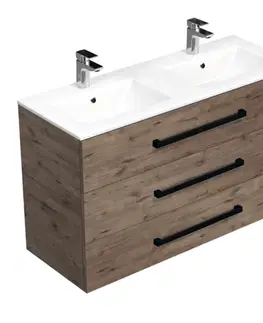 Kúpeľňový nábytok Kúpeľňová skrinka s čiernou úchytkou a umývadlom SAT Cube Way 120x76,5x46 cm dub Wellington mat CUBE46C1203DWMOD CUBE46C1203DWMOD