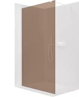 Sprchové dvere CERANO - Sprchová zástena Walk-in Onyx Cube Ľ/P - 8 mm - hranatá vzpera - biela matná, bronzové sklo - 110x200 CER-686587