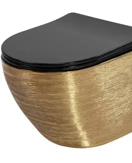 Sanitárna keramika Závesná WC misa Carlo Mini Riml duroplast/Flat/Zm Brush Gold/Black