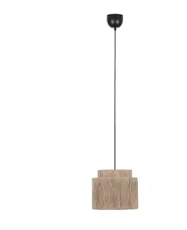 Závesné svietidlá Japandi závesná lampa čierna s hnedým lanom 31cm - Smilla