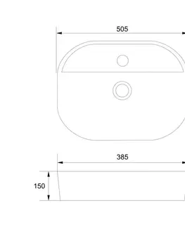 Umývadlá Mereo Umývadlo na dosku s prepadom, Lota, 500x380x150 mm, oválne, keramické UC503815