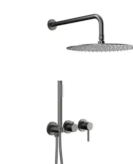 Kúpeľňové batérie KFA - Súprava sprchy Moza, podomietková s batériou 3-otvorovou, 2 funkčné, PVD gunmetal šedá 5039-511-61