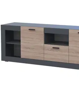 Komody NABBI Dolin CH-2D/1DR dvojdverová komoda so zásuvkou grafit / dub sonoma