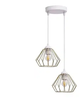Svietidlá HEXE Luster na lanku CEED GOLD 2xE27/60W/230V pr. 28 cm biela/zlatá 0730