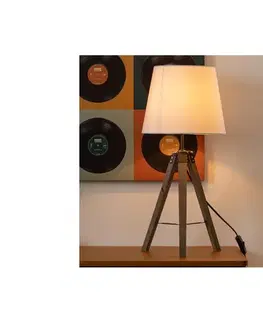 Lampy Atmosphera - Stolná lampa RUNO 1xE27/25W/230V drevo/biela 136663A