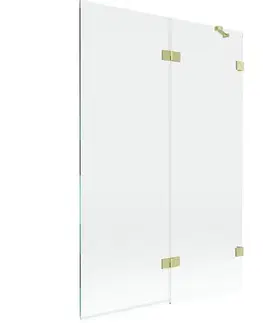 Sprchové dvere MEXEN/S - Lunar vaňová zástena 2-krídlová pravá 120 x 150, transparent, zlatá kartáčovaná 897-120-100-55-00-P