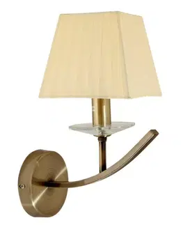 Nástenné svetlá Patinovaná nástenná lampa + organzové tienidlo 40W E14 Valencia