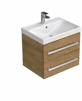 Kúpeľňový nábytok Kúpeľňová skrinka s umývadlom SAT Cube Way 60x53x46 cm dub hickory mat CUBE46602DHBRE CUBE46602DHBRE