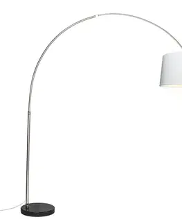 Oblúkové lampy Oceľová oblúková lampa s bielym textilným tienidlom 45 cm - XXL