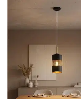 Svietidlá  LED luster na lanku BOGART 1xE27/15W/230V čierna/zlatá 4400