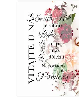 Obrazy s textom Obraz v ráme - Vitajte, kvety