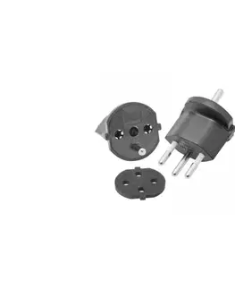 Predlžovacie káble  Pevný adaptér pre Švajčiarsko SCHUKO/J 230V IP44 čierny 7610896960093