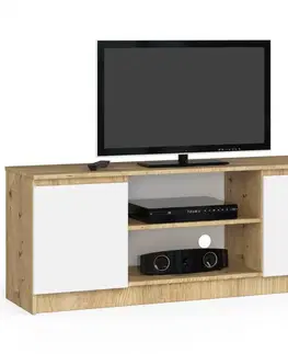 TV stolíky Dizajnový TV stolík ROMANA140, dub Artisan / biely