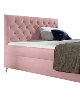 Postele KONDELA Guliette 180 boxspringová manželská posteľ ružová (Velvet)