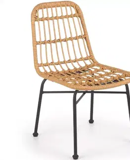 Kuchynské stoličky Stolička K401 Rattan/Tkanina/Kov Natural/čierna