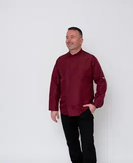 Pánske košele EGOCHEF Kuchársky rondon EGOchef OTTAVIO cool vent bordový - dlhý rukáv S