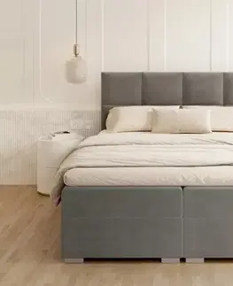 Postele FDM Manželská posteľ PORTLAND Boxspring | sivá 180 x 200 cm