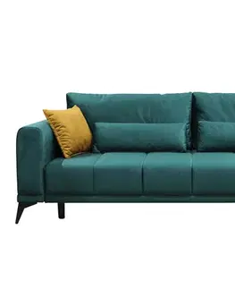 Pohovky a gauče KONDELA Grace Big Sofa rozkladacia pohovka s úložným priestorom smaragdová / horčicová