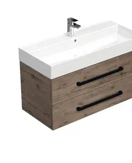Kúpeľňový nábytok Kúpeľňová skrinka s čiernou úchytkou a umývadlom SAT Cube Way 100x53x46 cm dub Wellington mat CUBE46C1002DWSAT CUBE46C1002DWSAT
