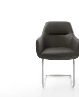 Jedálenské stoličky DELIFE Jedálenská stolička Pejo-Flex mikrovlákno antracitová vintage jedálenská stolička okrúhla nerezová oceľ vrecková pružina