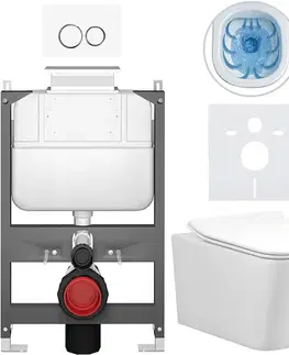 Záchody CERANO - Kompletný WC set Basic/Forte - biela lesklá - WC tlačidlo Dualo/Biela - ovládanie zhora - predstenová inštalácia - 51x36 CER-8050BD86105