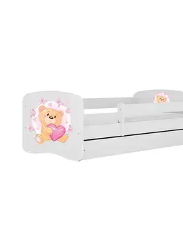 Postele pre dievčatá Detská posteľ Babydreams+Sz+M Biely 70x140 Medveď s motýľmi