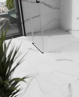 Vane MEXEN/S - Stone+ štvorcová sprchová vanička 80 x 80, biela, mriežka biela 44108080-W