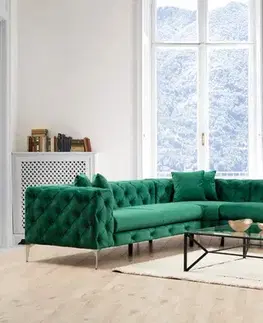 Sedacie súpravy Rohová sedacia súprava / Rohová pohovka Como Left - Green