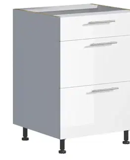 Kuchynské skrinky stojace Kuchynská skrinka Emilia D60 3SZ biela/biela lesk HG
