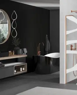 Sprchové dvere MEXEN/S - Kioto L Sprchová zástena WALK-IN 80 x 200, biely vzor, meď kartáčovaná - 800-080-103-65-85 800-080-103-65-97