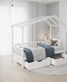 Postele ArtBed Detská posteľ PANDORA domček | biela Rozmer:: 80 x 200 cm