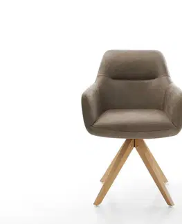 Jedálenské stoličky DELIFE Jedálenská stolička Pejo-Flex mikrovlákno taupe vintage drevená podstava hranatá prírodná vrecková pružina