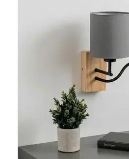 Svietidlá BRILAGI - LED nástenná lampa NUBILA WOOD 1xE27/25W/230V + LED/3W dub/čierna/svetlosivá BG1564+BG2454