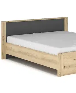 Postele NABBI Daicos LB-140 manželská posteľ s roštom 140x200 cm dub artisan / sivá
