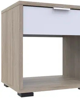 Nočné stolíky NABBI Nosen N2 nočný stolík dub sonoma / biela