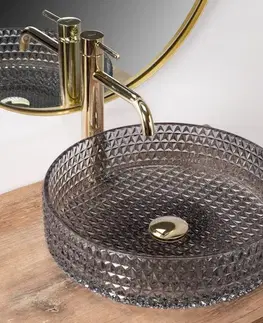 Umývadlá REA - Umývadlo na dosku Cristal Grey 39 nikl Ring REA-U8880