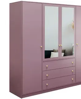 Šatníkové skrine Skriňa Siena 2 D4 slivka / zrkadlo