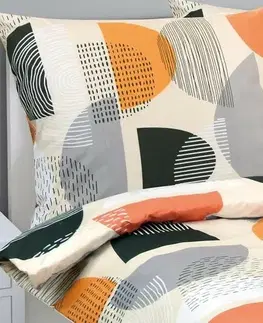 Obliečky Bellatex Bavlnené obliečky Polkruh oranžová, sivá, 140 x 200, 70 x 90 cm