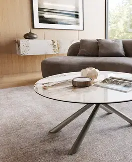 Konferenčné stolíky DELIFE Konferenčný stolík Edge okrúhly 100x100 cm keramika Minas Melange Sarity kov efektfinish titánová