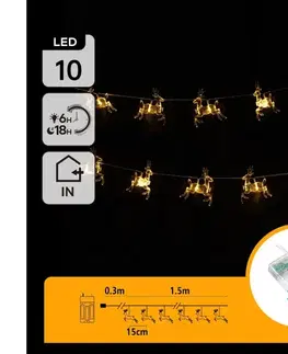 Vianočné dekorácie  B.V.  - LED reťaz 10xLED/3xAA 1,5 m teplá biela s motívom jeleňov B10303Q6S