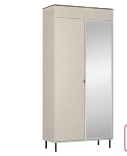 Šatníkové skrine KONDELA Eyco 2D/40 dvojdverová šatníková skriňa so zrkadlom kašmír
